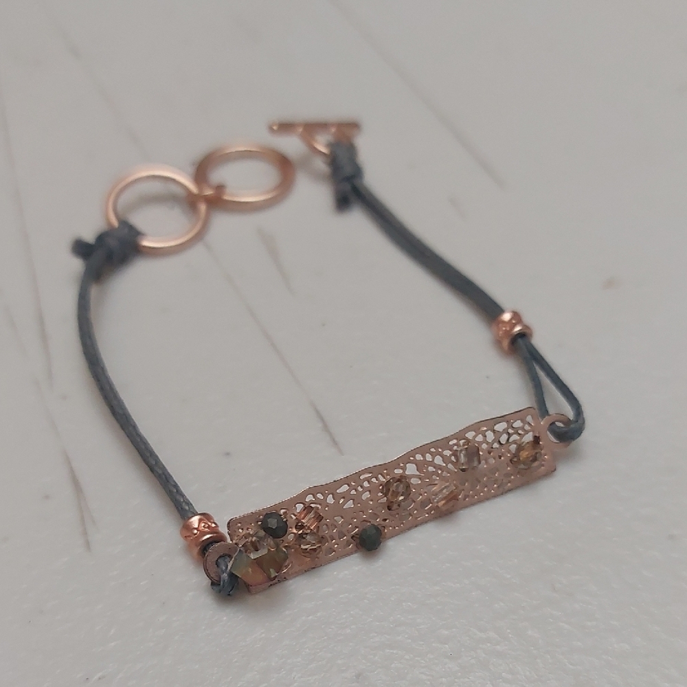 Artisan Embellished Laser Cut Plate Toggle Bracelet